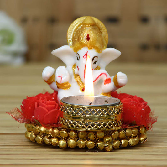 Lord Ganesha Idol With Candle Light Holder