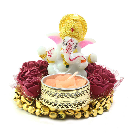 Lord Ganesha Idol With Candle Light Holder